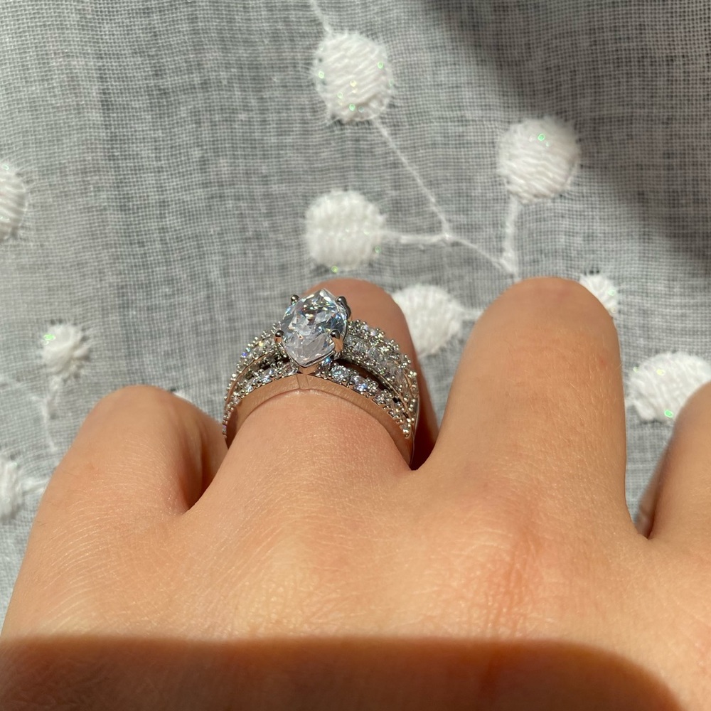925 sterling silver marquise ring set - Picture 8 of 9
